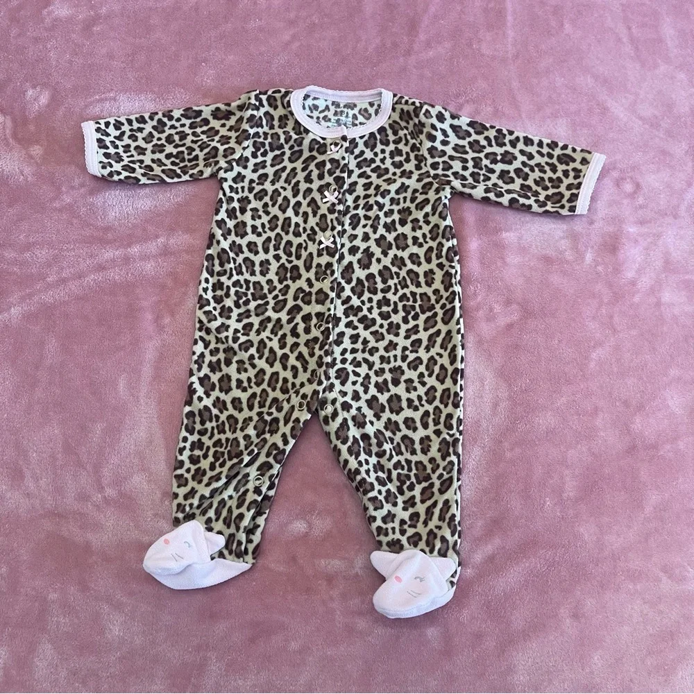 Carters Leopard Print Baby Footie Pajamas - Size 0-3M